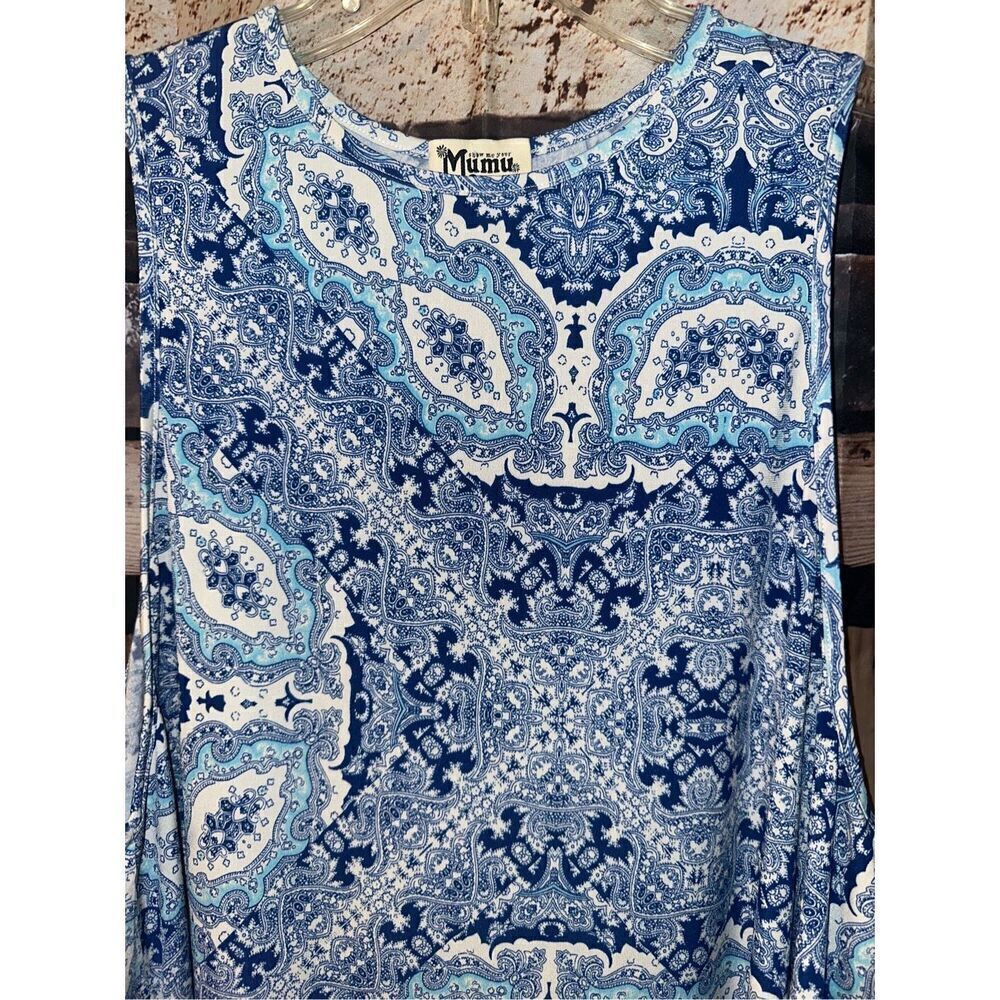 Show Me Your Mumu Garrett Tank Mini Dress in Blue Paisley size Medium - Picture 2 of 5